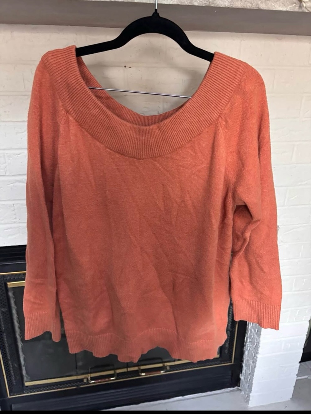 Kori Coral Orange Off-the-Shoulder Knit Sweater